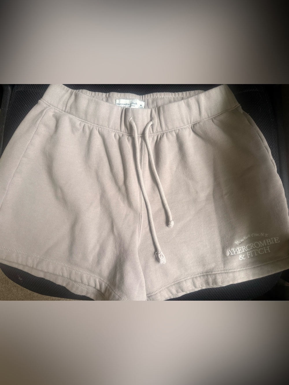 Abercrombie & Fitch Cream Drawstring Athletic Shorts